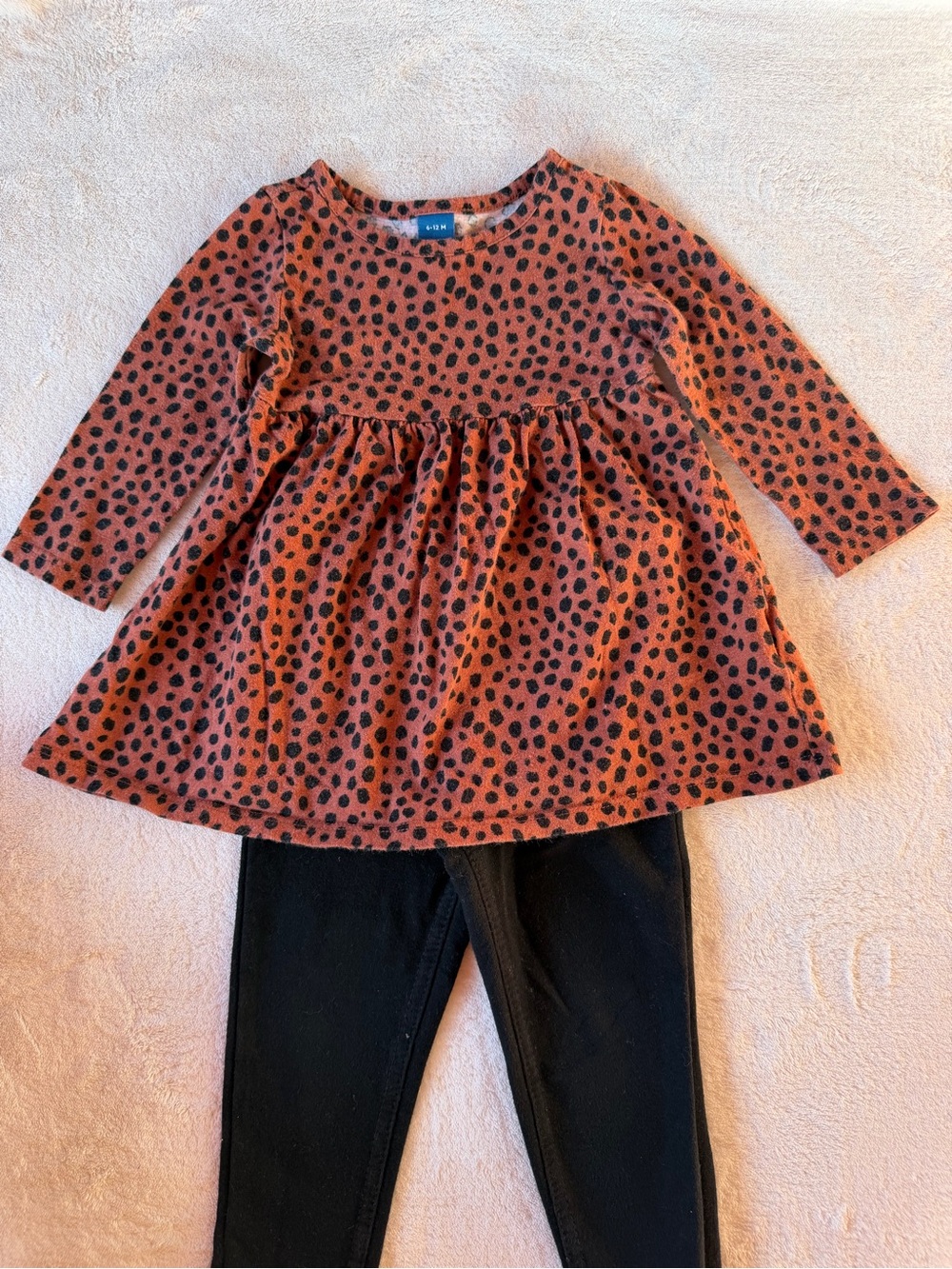 Old Navy Rust Orange and Black Leopard Print Tunic Set Size 6-12M - Picture 2 of 9